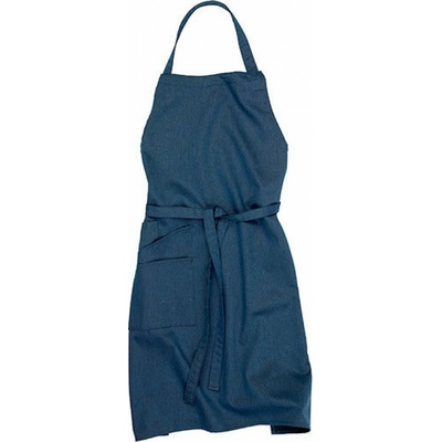 CG Workwear Klasická gastro zástěra s laclem z pevné tkaniny střední kapsa na drobnosti modrá melange