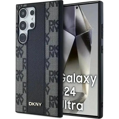 DKNY Кейс DKNY Leather Checkered Mono Pattern MagSafe за Samsung Galaxy S24 Ultra, черен (3666339276829)