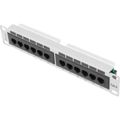 Lanberg Пач панел, Lanberg patch panel 12port 1U 10" CAT. 6, grey (PPU6-9012-S)