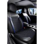 Carmart 3D Тапицерия за седалки кожена Streetech Carbon - черна със сини кантове