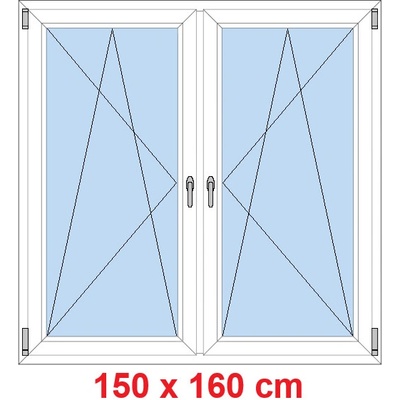 Soft Dvoukřídlé plastové okno 150x160 cm OS+OS se sloupkem Bílá