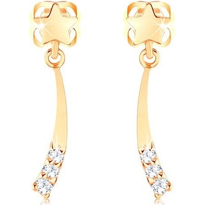 Šperky Eshop - Zlaté náušnice 585 - lesklá kometa zdobená čirými diamanty S3BT502.17