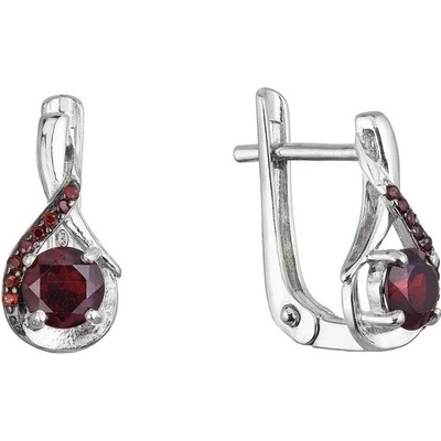 Evolution Group Visiace strieborné náušnice s pravými granátmi 11495.3