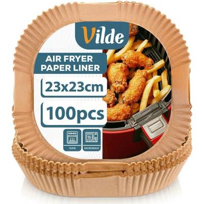 Papírové čtvercové vložky do horkovzdušné fritézy 23 × 23 cm, 100 ks VILDE