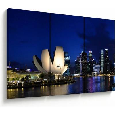 Obraz nočního Singapouru, třídílný 120x80 cm