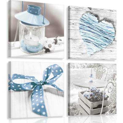 Postershop Obraz na plátně: Modré zátiší - set 4ks 25x25cm