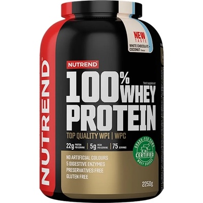 Nutrend 100% Whey Protein, бял шоколад с кокос, 2250 g, Nutrend