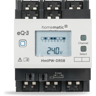 Homematic IP Drátový spínací akční člen s LCD na DIN lištu HmIPW-DRS8