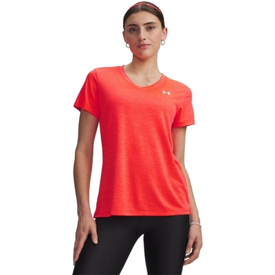 Under Armour Tech V-Neck Short Sleeve Womens - Venom Red/White