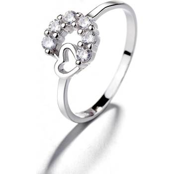 DELIS Пръстен от сребро 925, jw1380, модел сърце и подкова, с родиево покритие (jw1380)