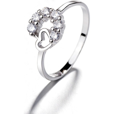 DELIS Пръстен от сребро 925, jw1380, модел сърце и подкова, с родиево покритие (jw1380)