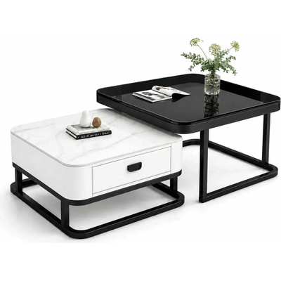 LuxuryForm Design Aragon 70 x 70 / 60 x 60 cm biely / biely mramor + sklo 2 ks