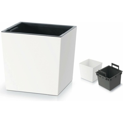 PROSPERPLAST Kvetináč URBI SQUARE LOW 30cm biely