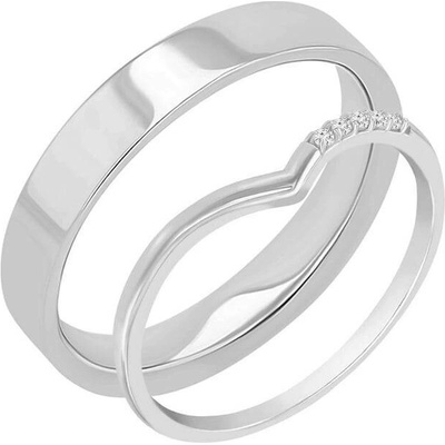 Eppi Dámský prsten s lab grown diamanty a pánský plochý prsten Wade RW44124