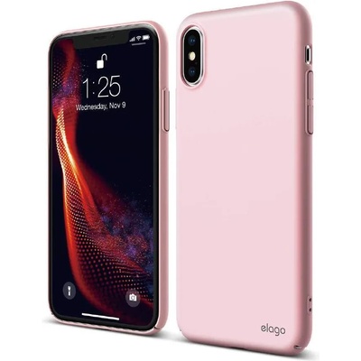 elago Slim Fit Case - качествен поликарбонатов кейс за iPhone XS (розов)
