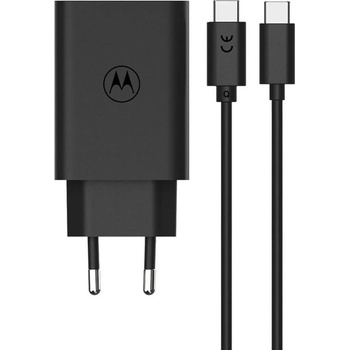 Motorola TurboPower USB-C PD Wall Charger 68W - захранване за ел. мрежа с USB-C изход с технология за бързо зареждане и USB-C към USB-C кабел (черен)
