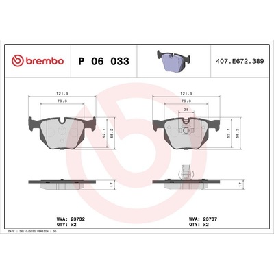 BREMBO Sada brzdových platničiek P06 033X