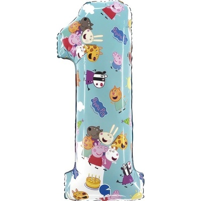 GRABO fóliový balónek ČÍSLICE Prasátko Pepina 1 66cm,26" nafukovací
