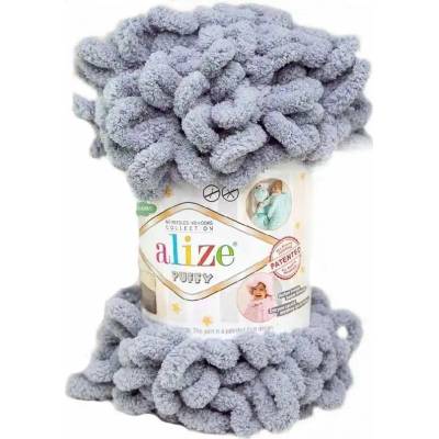 Pletací příze Alize Puffy 100 g Varianta: 12 (428) šedá, Balení: 1 ks 48994/118529/228289