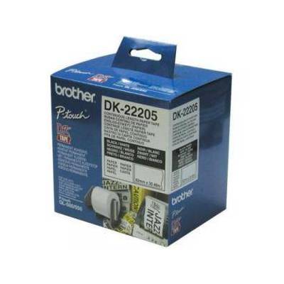 Лента Brother DK-22205 Roll White Continuous Length Paper Tape 62mmx30.48M (Black on White) - DK22205