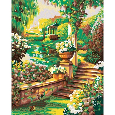 zuty Malování podle čísel Krásná květinová zahrádka s altánem 80 x 100 cm vypnuté plátno na rám 8596530030515