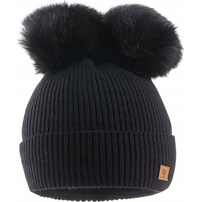 Fashionweek dámská zimní čepice se dvěma bambulkami WOOL2 Černá