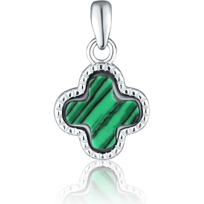 JVD Dámský stříbrný přívěsek se zirkony a malachitem SVLPZP00