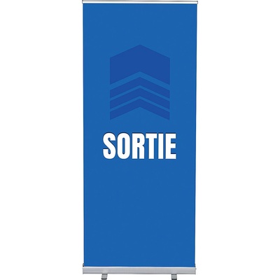 Jansen Display Set Roll-baneru Budget s vytištěným motivem, Východ, modrý, francouzština, 870 x 2080 mm