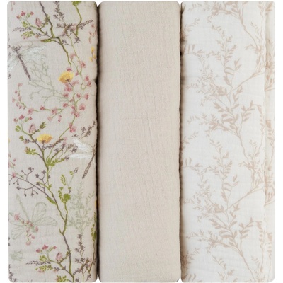 KikkaBoo Комплект 3 бр муселинови пелени 100х100 см Secret Garden Beige (31103010108)
