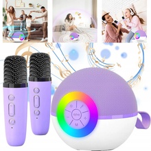 BEZPRZEWODOWY ZESTAW DO KARAOKE S BLUETOOTH REPRODUKTOREM 2 MIKROFONY A LED OSVĚTLENÍM