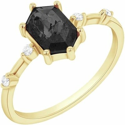 Eppi Prsten s černým hexagon salt and pepper diamantem Justine R44177