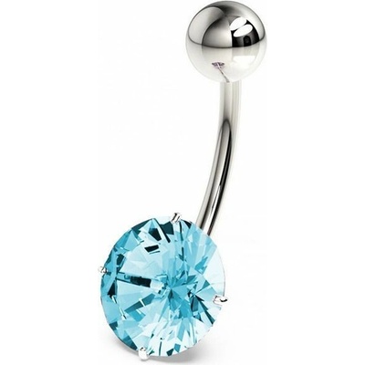 S4U Stříbrný piercing do pupíku, zirkon 10 mm (tyrkysová) BP01017-Q