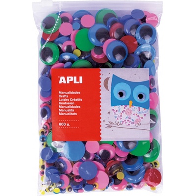 Apli Pohyblivé oči nelepící barevné mix velikostí a barev 600 kusů