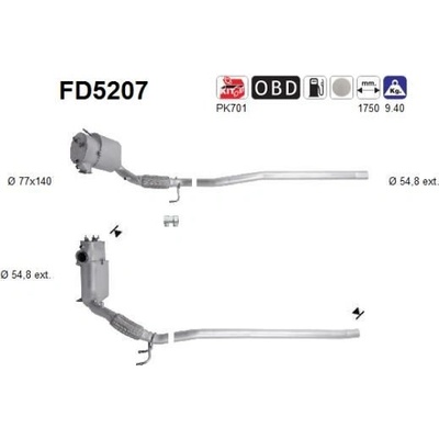 Filtr sazových částic, výfukový systém AS FD5207