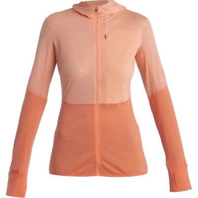 Icebreaker Wmns Merino 200 Realfleece Descender LS Zip Hoodie Glow/Tang/Cb