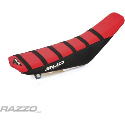 Potah sedla BudRacing Seat Cover FullTraction Honda CRF250R 04-09 RedBlack Stripes