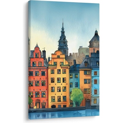 Obraz barevné domy starého města - 80x120