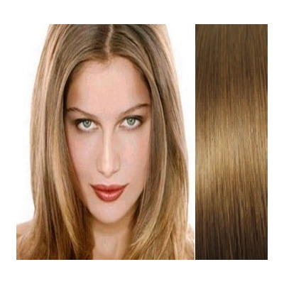 Clip in vlasy 53cm 100% ľudské REMY 100g SVETLO HNEDÁ