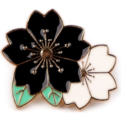 Stoklasa brož odznak květ, čtyřlístek 2 černá květy