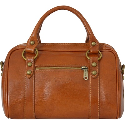 Malá camel kožená talianska kabelka do ruky Florence hnedá