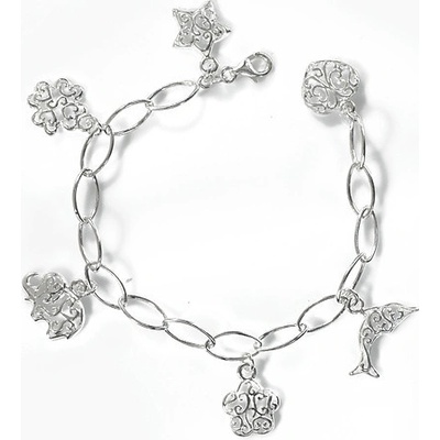 Zlatnictví Zlatíčko stříbrný náramek s přívěsky 000.00053