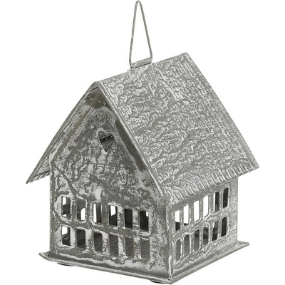 Chic Antique Svícen zinkový domeček na zavěšení Antique, šedá barva, zinek