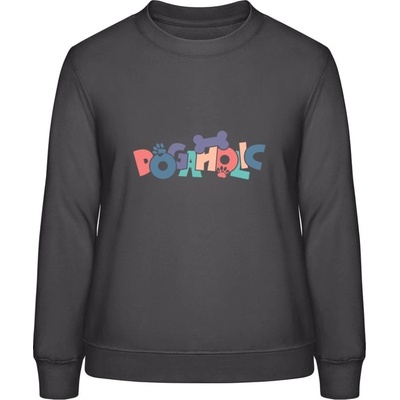 AWDis Sweat mikina Psí dizajn s nápisom DOGAHOLIC búrková sivá