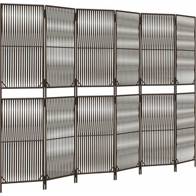vidaXL Dělicí stěna 294 × 200 cm polyratan hnědá 6 panelů 365401