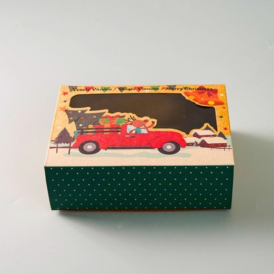 Cake Star Vánoční krabice na cukroví kraftová s autem (21 x 15 x 7 cm) – Zboží Dáma