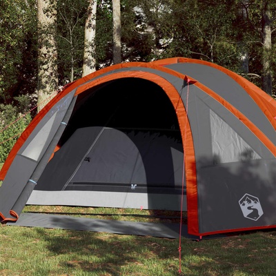 vidaXL Куполна къмпинг палатка, 4-местна, сиво-оранжева, водоустойчива (94351)