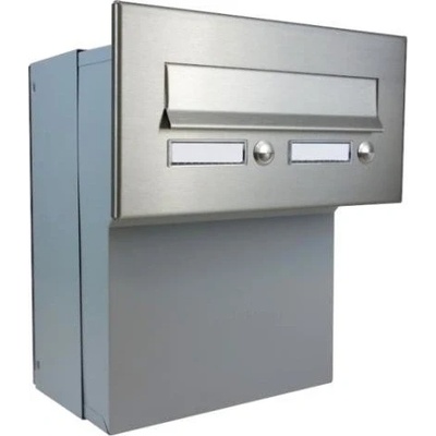 DOLS F-046 ČD-36 - nerezová poštová schránka na zamurovanie, s 2x menovkou a 2x zvončekovým tlačidlom