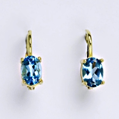 Čištín zlaté náušnicepřírodní topaz swiss žluté zlato NK 1246