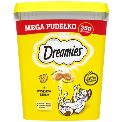 Dreamies Mega Box 350 g - допълнителна храна за възрастни котки, с вкусно сирене