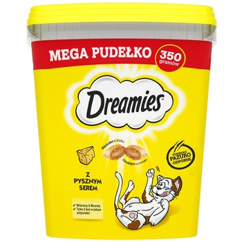 Dreamies Mega Box 350 g - допълнителна храна за възрастни котки, с вкусно сирене